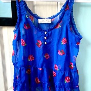 Abercrombie & Fitch Royal blue floral sheer tank